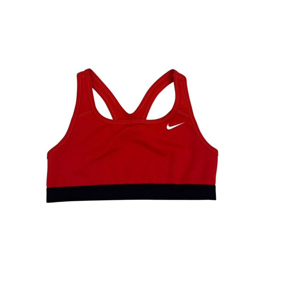 Nike Dri Fit Racerback Red Black Athletic Sports Bra Size Youth Large